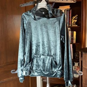 Teal Velvet Hoodie Size S/M NWOT